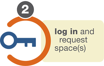 Icon inviting users to login and request spaces